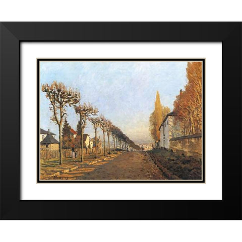 Chemin de la Machine, Louveciennes Black Modern Wood Framed Art Print with Double Matting by Sisley, Alfred