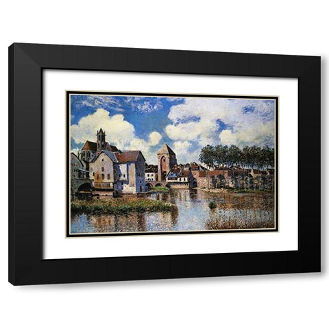Moret Sur Loing Black Modern Wood Framed Art Print with Double Matting by Sisley, Alfred