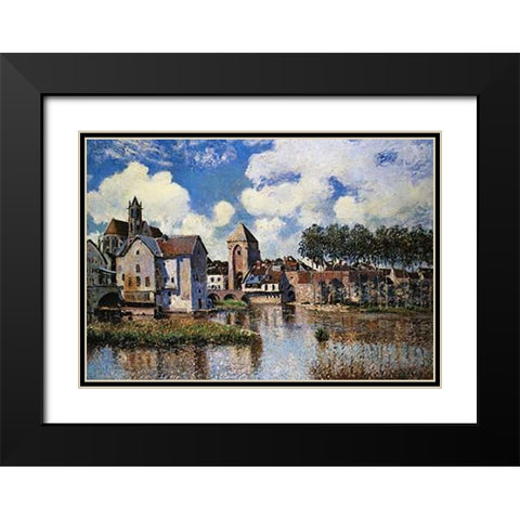 Moret Sur Loing Black Modern Wood Framed Art Print with Double Matting by Sisley, Alfred