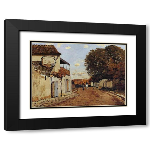 Street In Louveciennes Black Modern Wood Framed Art Print with Double Matting by Sisley, Alfred