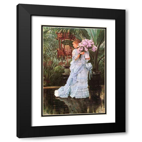 Bunch Of Lilacs Black Modern Wood Framed Art Print with Double Matting by Tissot, James