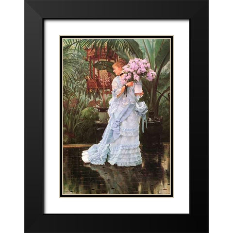 Bunch Of Lilacs Black Modern Wood Framed Art Print with Double Matting by Tissot, James