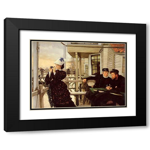 Captains Daughter Black Modern Wood Framed Art Print with Double Matting by Tissot, James