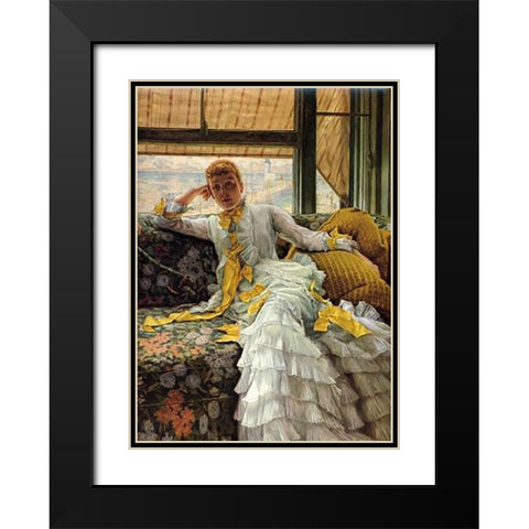 July Black Modern Wood Framed Art Print with Double Matting by Tissot, James