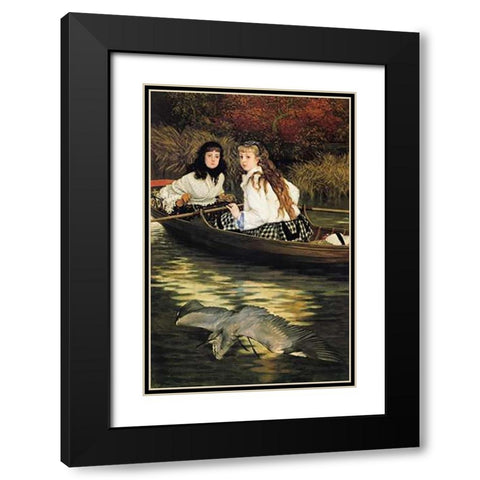 On The Thames A Heron 1872 Black Modern Wood Framed Art Print with Double Matting by Tissot, James