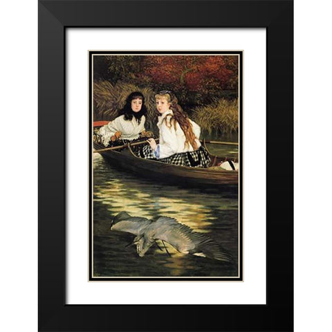 On The Thames A Heron 1872 Black Modern Wood Framed Art Print with Double Matting by Tissot, James