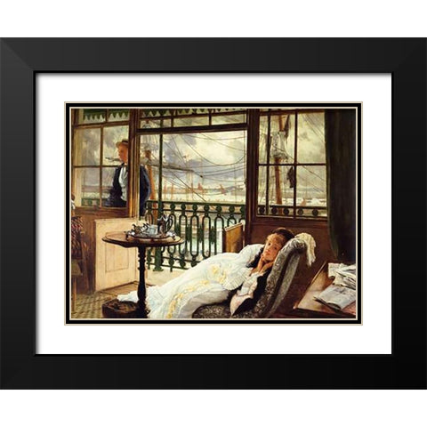 Passing Storm Black Modern Wood Framed Art Print with Double Matting by Tissot, James