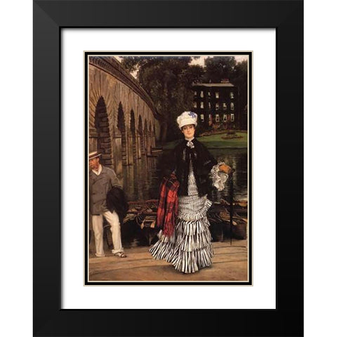Return From Boating Trip Black Modern Wood Framed Art Print with Double Matting by Tissot, James