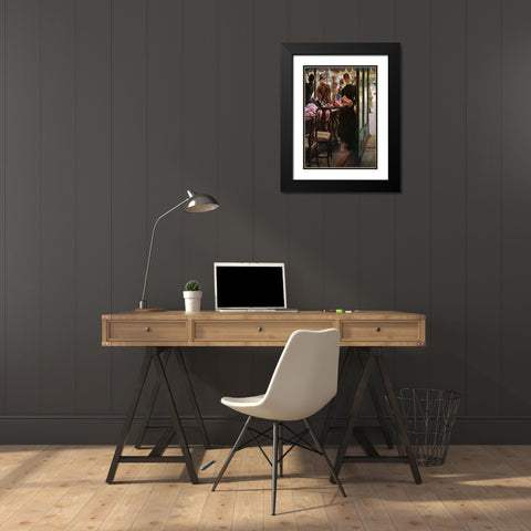 The Shop Girl Black Modern Wood Framed Art Print with Double Matting by Tissot, James