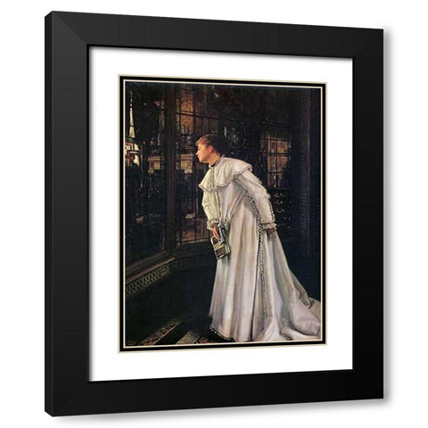 The Staircase Black Modern Wood Framed Art Print with Double Matting by Tissot, James
