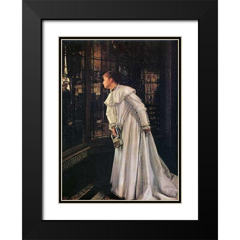 The Staircase Black Modern Wood Framed Art Print with Double Matting by Tissot, James