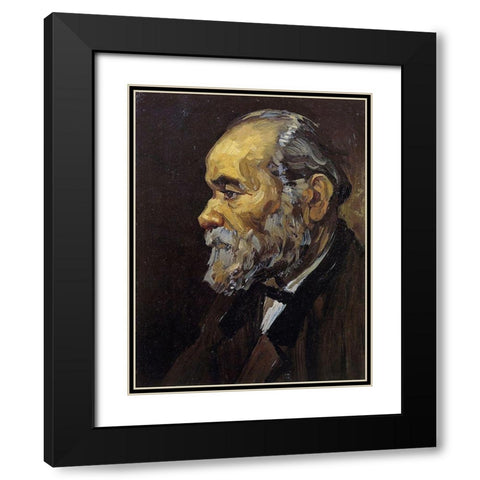 Head Of An Old Man Black Modern Wood Framed Art Print with Double Matting by Van Gogh, Vincent