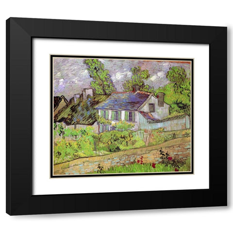 House In Auvers Black Modern Wood Framed Art Print with Double Matting by Van Gogh, Vincent