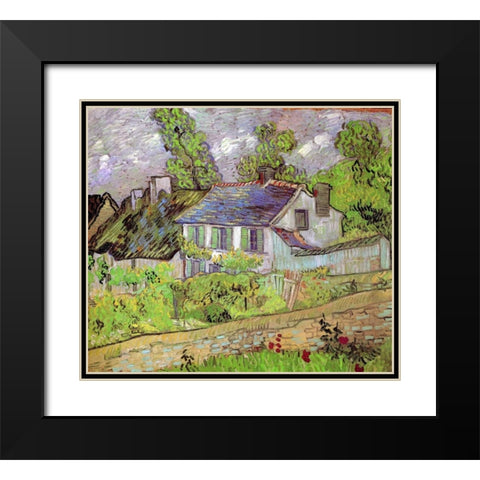 House In Auvers Black Modern Wood Framed Art Print with Double Matting by Van Gogh, Vincent