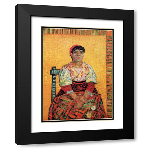 Italian Woman Black Modern Wood Framed Art Print with Double Matting by Van Gogh, Vincent