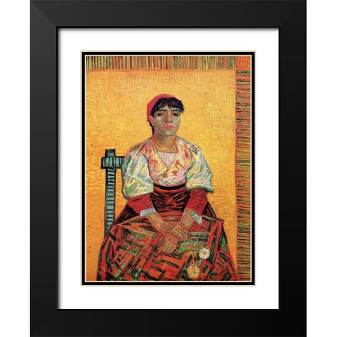 Italian Woman Black Modern Wood Framed Art Print with Double Matting by Van Gogh, Vincent
