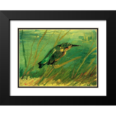 Kingfisher Black Modern Wood Framed Art Print with Double Matting by Van Gogh, Vincent