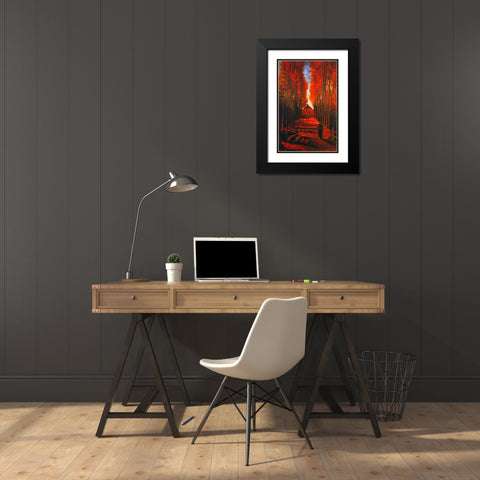 Lane Autumn Black Modern Wood Framed Art Print with Double Matting by Van Gogh, Vincent