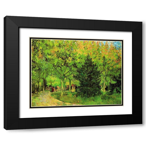 Lane In Public Gardens Arles Black Modern Wood Framed Art Print with Double Matting by Van Gogh, Vincent