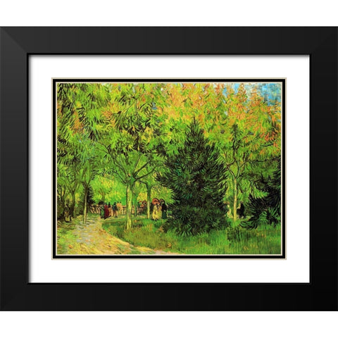 Lane In Public Gardens Arles Black Modern Wood Framed Art Print with Double Matting by Van Gogh, Vincent
