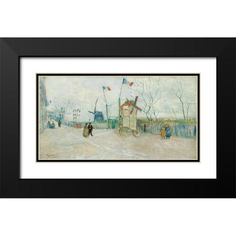 Le Moulin A Poivre Black Modern Wood Framed Art Print with Double Matting by Van Gogh, Vincent
