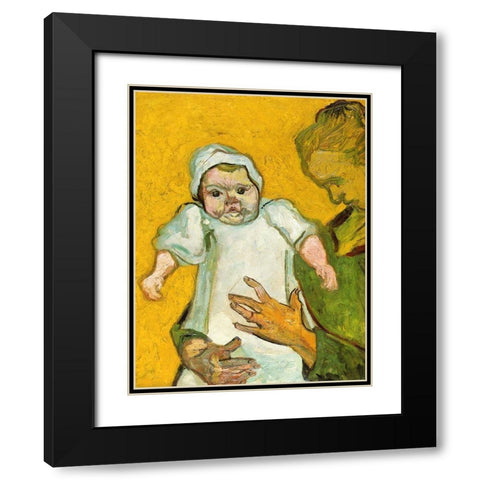 Madame Roulin And Baby Black Modern Wood Framed Art Print with Double Matting by Van Gogh, Vincent