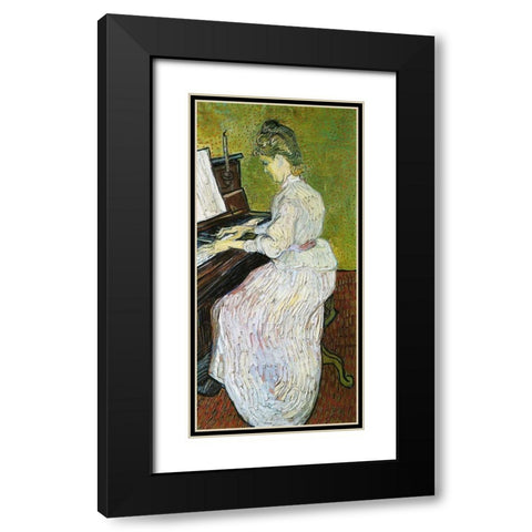 Marguerite Gachet At Piano Black Modern Wood Framed Art Print with Double Matting by Van Gogh, Vincent