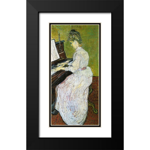Marguerite Gachet At Piano Black Modern Wood Framed Art Print with Double Matting by Van Gogh, Vincent