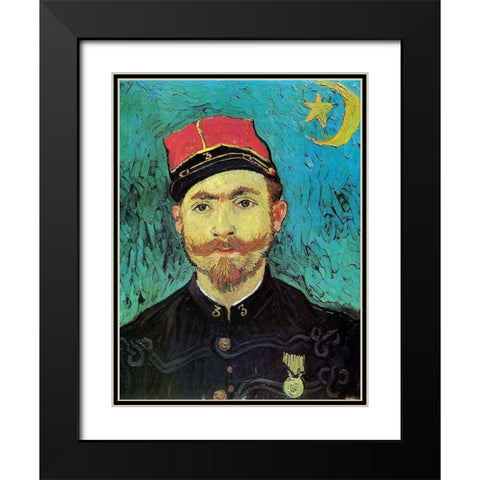 Milliet 2nd Lt Zouaves Black Modern Wood Framed Art Print with Double Matting by Van Gogh, Vincent
