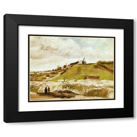 Montmartre Quarry Mills Black Modern Wood Framed Art Print with Double Matting by Van Gogh, Vincent