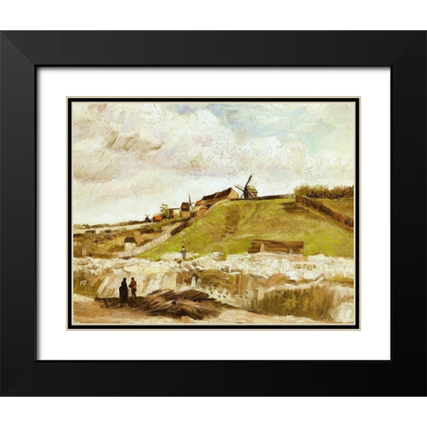 Montmartre Quarry Mills Black Modern Wood Framed Art Print with Double Matting by Van Gogh, Vincent