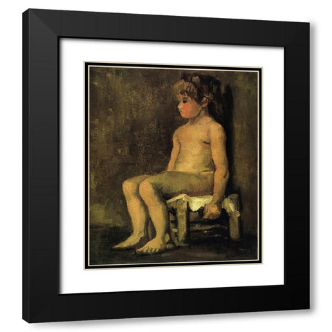 Nude Study Of A Little Girl Seated 1886 Black Modern Wood Framed Art Print with Double Matting by Van Gogh, Vincent
