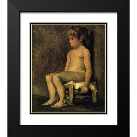 Nude Study Of A Little Girl Seated 1886 Black Modern Wood Framed Art Print with Double Matting by Van Gogh, Vincent