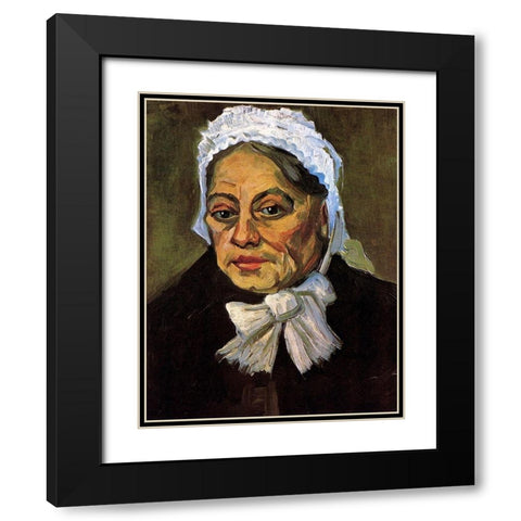 Old Woman White Cap Black Modern Wood Framed Art Print with Double Matting by Van Gogh, Vincent
