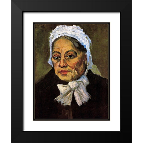 Old Woman White Cap Black Modern Wood Framed Art Print with Double Matting by Van Gogh, Vincent