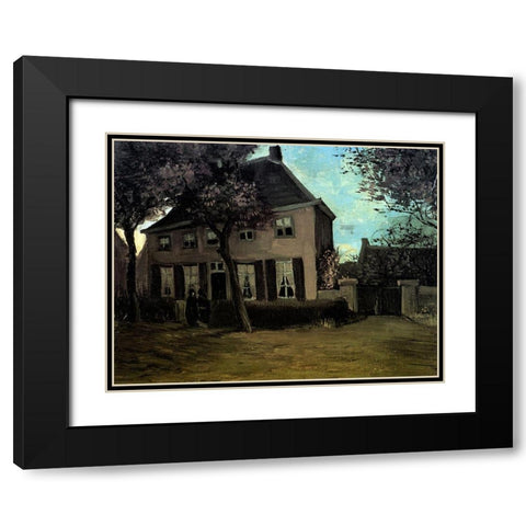 Parsonage At Nuenen Black Modern Wood Framed Art Print with Double Matting by Van Gogh, Vincent