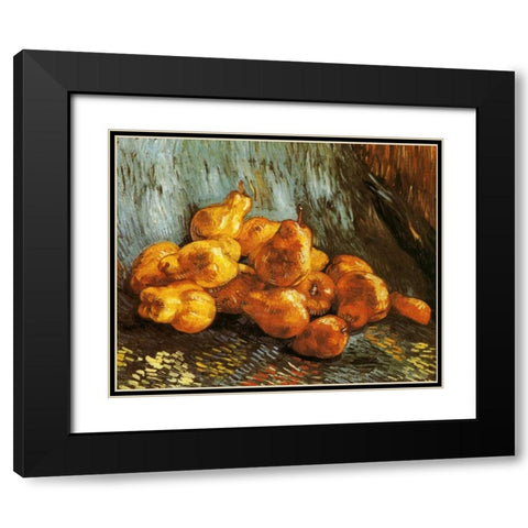 Pears Black Modern Wood Framed Art Print with Double Matting by Van Gogh, Vincent
