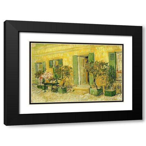Restaurant At Asnieres Black Modern Wood Framed Art Print with Double Matting by Van Gogh, Vincent