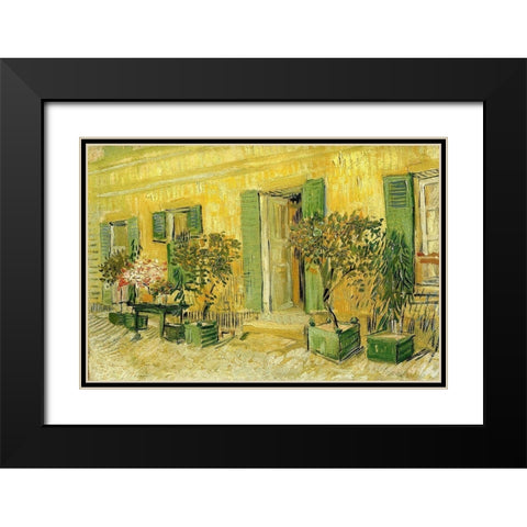 Restaurant At Asnieres Black Modern Wood Framed Art Print with Double Matting by Van Gogh, Vincent
