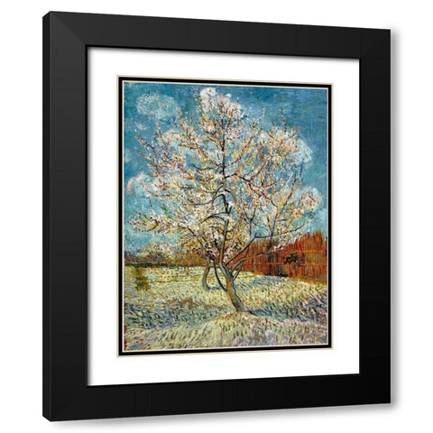 The Pink Peach Tree 1888 Black Modern Wood Framed Art Print with Double Matting by Van Gogh, Vincent