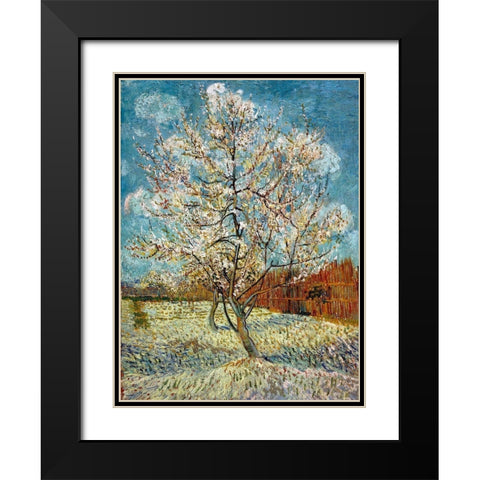 The Pink Peach Tree 1888 Black Modern Wood Framed Art Print with Double Matting by Van Gogh, Vincent