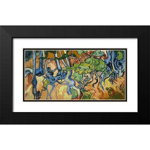 Tree Roots And Trunks, 1890 Black Modern Wood Framed Art Print with Double Matting by Van Gogh, Vincent