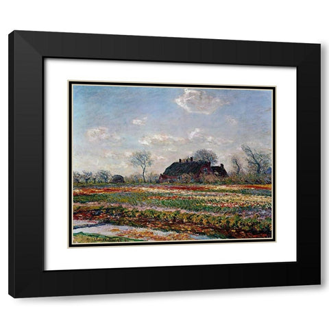 Tulip Field Sassenheim Black Modern Wood Framed Art Print with Double Matting by Van Gogh, Vincent
