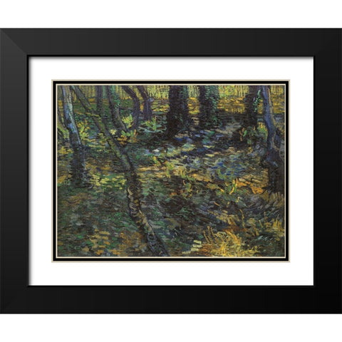 Undergrowth Black Modern Wood Framed Art Print with Double Matting by Van Gogh, Vincent