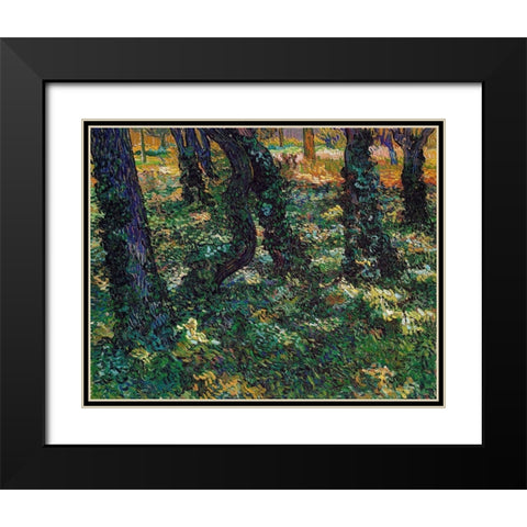 Undergrowth 2 Black Modern Wood Framed Art Print with Double Matting by Van Gogh, Vincent