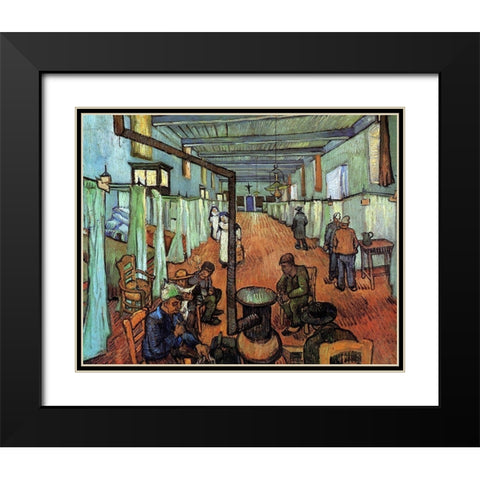 Ward Hospital Arles Black Modern Wood Framed Art Print with Double Matting by Van Gogh, Vincent