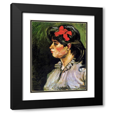 Young Woman With Ribbon Black Modern Wood Framed Art Print with Double Matting by Van Gogh, Vincent