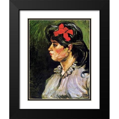Young Woman With Ribbon Black Modern Wood Framed Art Print with Double Matting by Van Gogh, Vincent