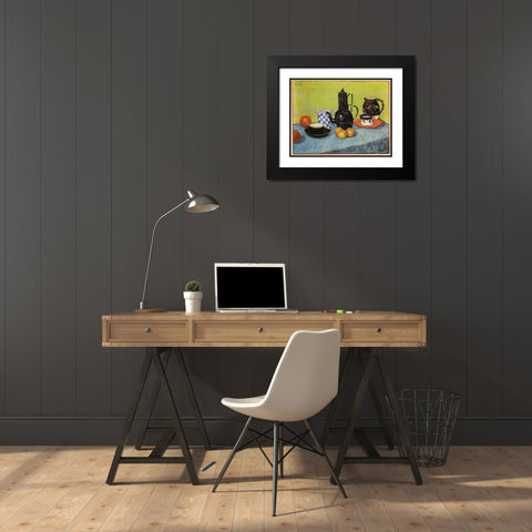 Blue Enamel Coffeepot Black Modern Wood Framed Art Print with Double Matting by Van Gogh, Vincent