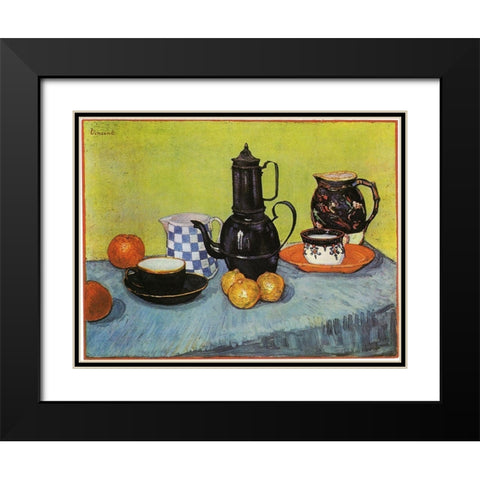 Blue Enamel Coffeepot Black Modern Wood Framed Art Print with Double Matting by Van Gogh, Vincent